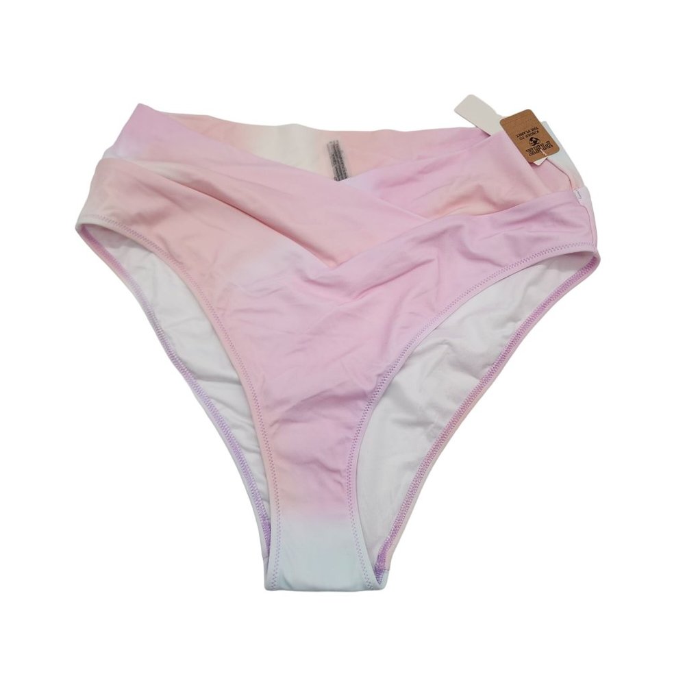 VICTORIA SECRET V Crossover High Waist Cheeky Bikini Bottom Rainbow Size XL NWT